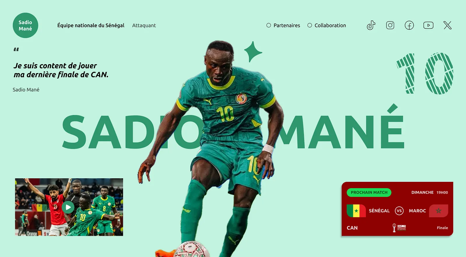 Concept Home Page Football / Sadio Mané
